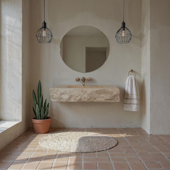 Marble Sink Travertine, Bathroom Sink, Wall mounted Sink, Vessel Sink, Handcarved Sink, Marble Washbasin, Natural Stone, Custom Size