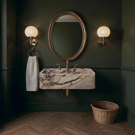 Marble Sink Calacatta Viola, Bathroom Sink, Wall mounted Sink, Floating Sink, Handcarved Sink, Marble Washbasin, Natural Stone, Custom Size