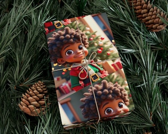 Papel de embrulho para presente com personagens alegres de Natal: papel de embrulho ecológico para o Natal