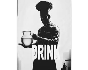 Chef Drink Matte Canvas Art: Kitchen Wall Decor