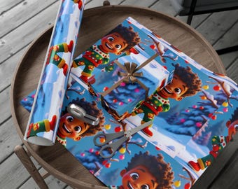 Whimsical Christmas Gift Wrap Papers, Kids Events, Satin or Matte Finish