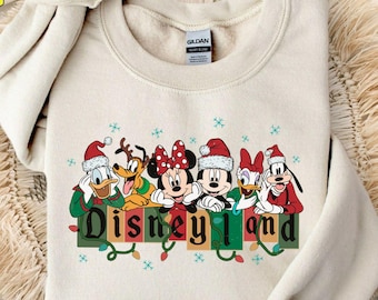 Retro Mickey And Friends Christmas Sweatshirt, Disneyland Hoodie, Vintage Disneyland Christmas T-Shirt, Christmas Family Matching