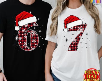 6 7 Couples Christmas Shirt, Funny Matching Tee, Trendy Tiktok Christmas Party Sweatshirt, 67 Trend,Six Seven Meme Santa Sweater Xmas Hoodie