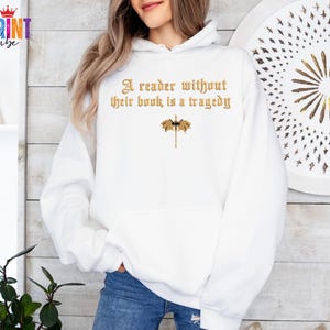 Faux Embroidered Dragon Rider Sweatshirt, Reader Without Their Book Sweater, Bookish Hoodie, Fourth Wing Shirt, Book Lovers T-Shirt image 4