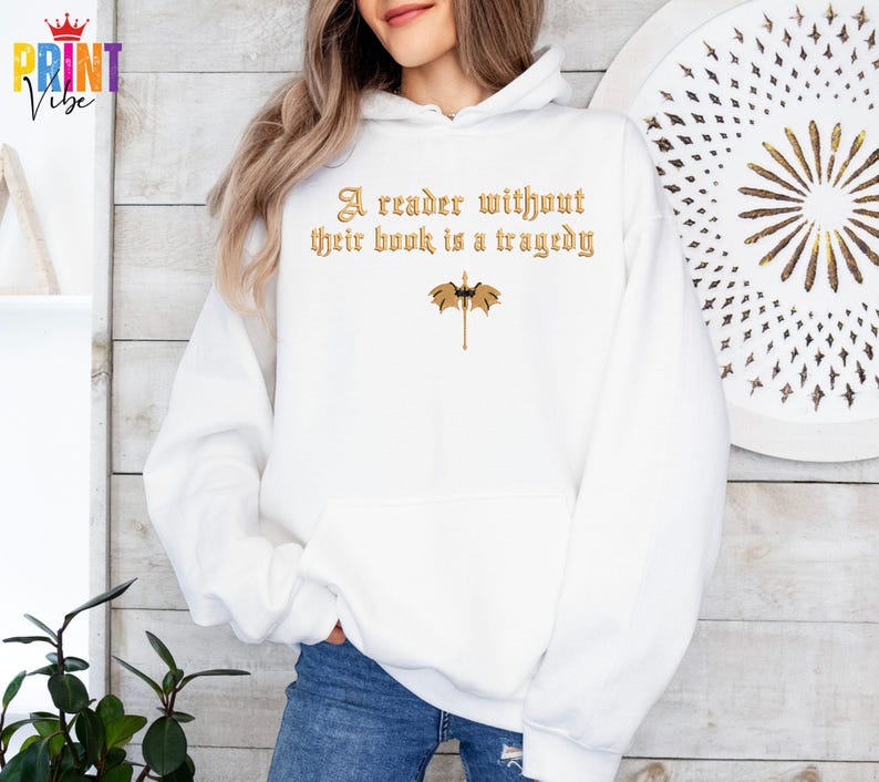 Faux Embroidered Dragon Rider Sweatshirt, Reader Without Their Book Sweater, Bookish Hoodie, Fourth Wing Shirt, Book Lovers T-Shirt image 4