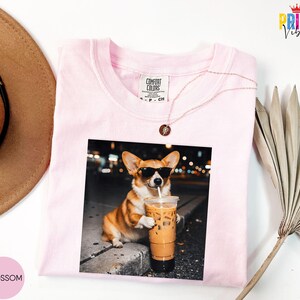Comfort Colors® Funny Corgi Drinking Iced Coffee T-shirt, Vintage Corgi Dog Shirt, Corgi Mom Gift, Corgi Dad Unisex Tee, Dog Lover Shirt image 6