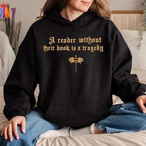 Faux Embroidered Dragon Rider Sweatshirt, Reader Without Their Book Sweater, Bookish Hoodie, Fourth Wing Shirt, Book Lovers T-Shirt image 5
