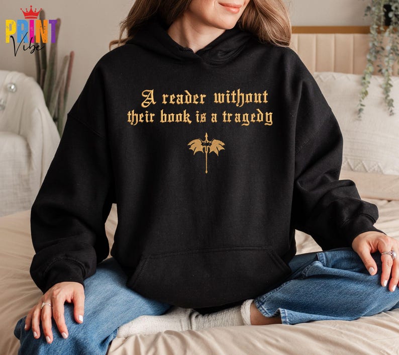 Faux Embroidered Dragon Rider Sweatshirt, Reader Without Their Book Sweater, Bookish Hoodie, Fourth Wing Shirt, Book Lovers T-Shirt image 5