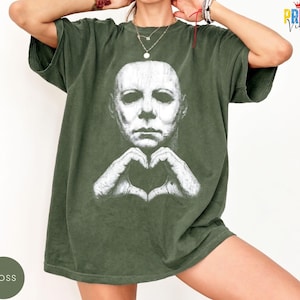 Comfort Colors® Michael Myers Heart Hands Tee, Vintage Horror Movie Shirt, Halloween Slasher Graphic Apparel image 3