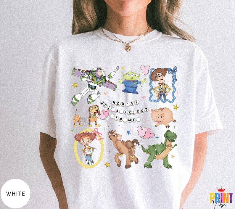 Comfort Colors® Retro Coquette Disney Toy Story You've Got A Friend In Me Shirt, Toy Story Characters Tee, Family Matching Shirt image 4