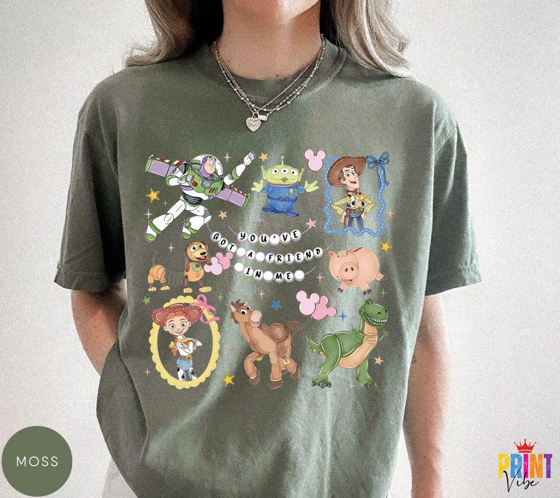Comfort Colors® Retro Coquette Disney Toy Story You've Got A Friend In Me Shirt, Toy Story Characters Tee, Family Matching Shirt image 3