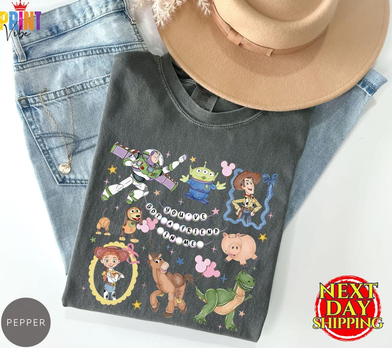 Comfort Colors® Retro Coquette Disney Toy Story You've Got A Friend In Me Shirt, Toy Story Characters Tee, Family Matching Shirt