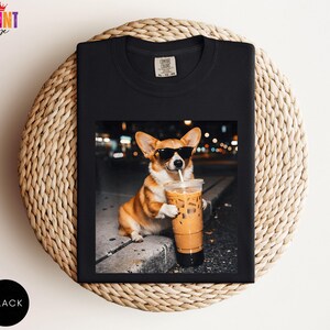 Comfort Colors® Funny Corgi Drinking Iced Coffee T-shirt, Vintage Corgi Dog Shirt, Corgi Mom Gift, Corgi Dad Unisex Tee, Dog Lover Shirt image 7