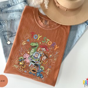 Comfort Colors® Toy Story Kids Shirt, Woody Buzz Childlike Drawing Tee image 8