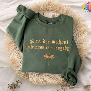 Faux Embroidered Dragon Rider Sweatshirt, Reader Without Their Book Sweater, Bookish Hoodie, Fourth Wing Shirt, Book Lovers T-Shirt image 3