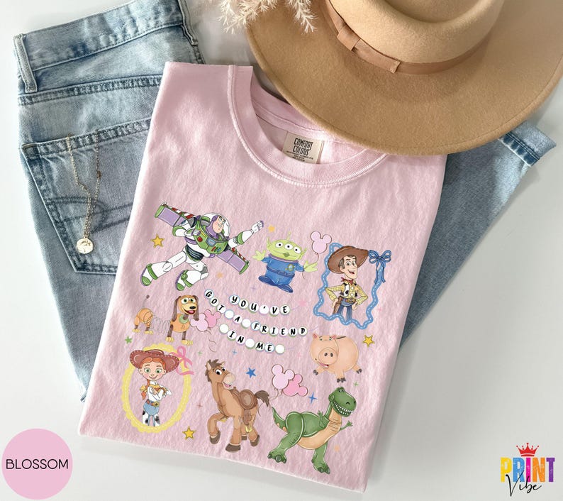 Comfort Colors® Retro Coquette Disney Toy Story You've Got A Friend In Me Shirt, Toy Story Characters Tee, Family Matching Shirt image 6