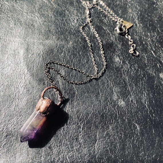Handcrafted Electroformed Amethyst Point Necklace