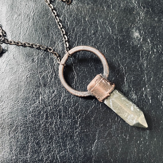 Handcrafted one of a kind electroformed Pyrite point necklace