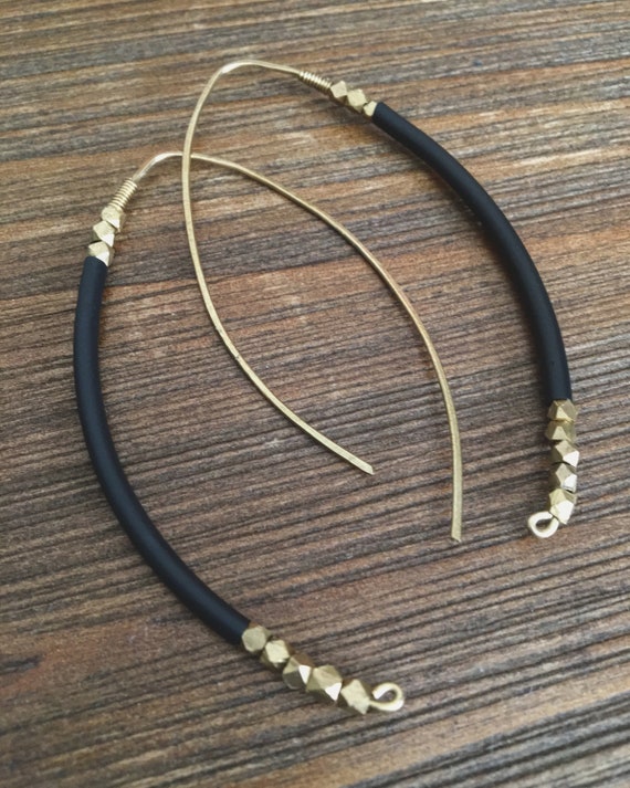 Andromeda Earrings - handmade jewelry - modern - earrings - goth - boho - black - gold - fashion - witch - crystal - gift