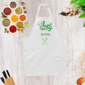 Personalized Logo Apron with Pockets: Custom Text, Trendy Design.