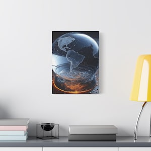 World Map Canvas Art: Globe Decor, Travel Gift, FSC Wood