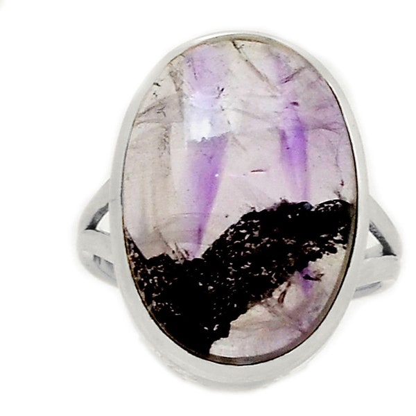 Auralite Amethyst. Solid Silver. Size 8 Ring. 9844