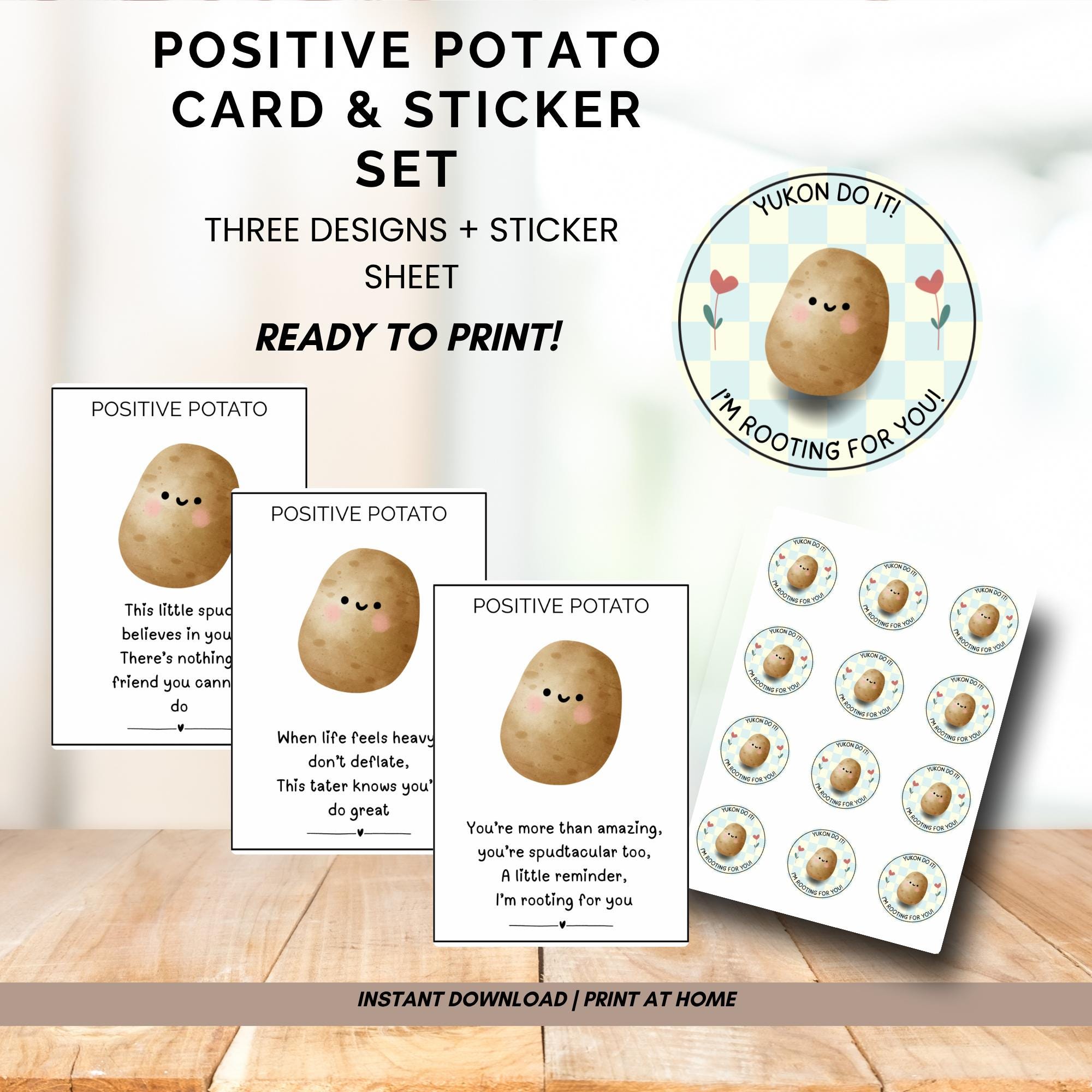 32 Potato Crochet Patterns: Spud Amigurumi, Desk Buddies, Play Food, and Clever Gag Gifts 19 Positive Potato Cards & Stickers Kindness Cards