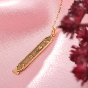 14K Gold Custom Hieroglyphic Cartouche Necklace: Egyptian Name Jewelry