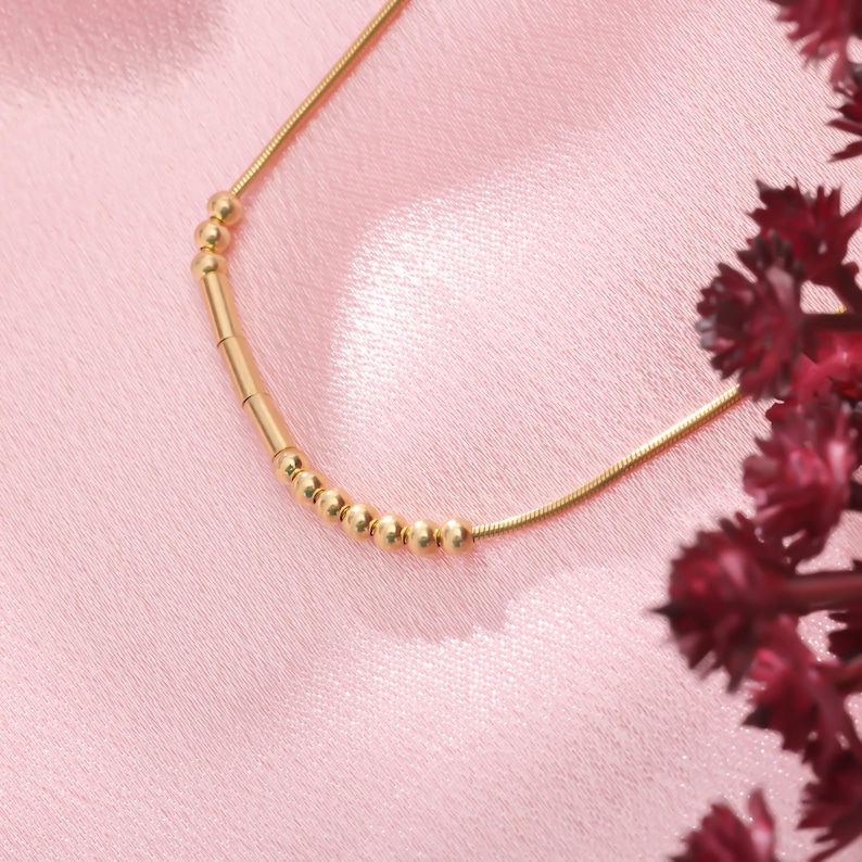 14K Gold Morse Code Necklace | Hidden Message Jewelry | Bridesmaid Gift ...