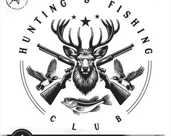 Hunting Fishing Club SVG: Deer, Guns, Ducks & Fish Clipart (Digital Download)