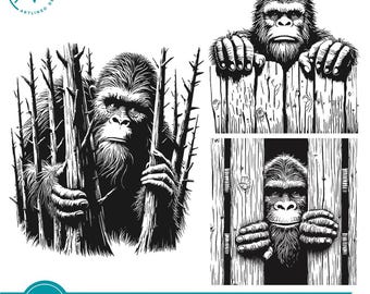 Bigfoot Peeking SVG :  Sasquatch Clipart | Cryptid Silhouette for Cricut & Laser Cutting (digital download)