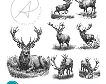 Deer SVG Bundle : Hunting Design | Laser Engraving Cutting Board Files  (Digital Download)