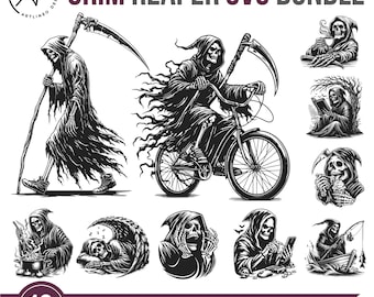 Halloween Grim Reaper SVG Bundle :  Horror Skull Clipart Designs (Digital Download)