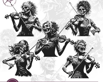 Zombie Violin Mom SVG: Gothic Zombie Musician Clipart (Digital Download)