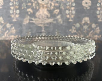 Vintage Imperial Glass Candlewick Salad Plates – 8 1/4" Clear Beaded Edge – Set of 6
