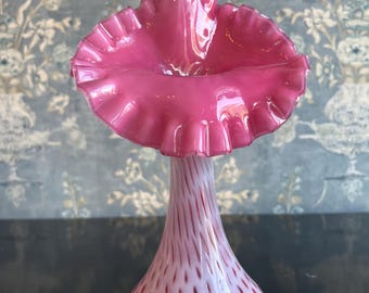 Fenton Cranberry Opalescent Vase - "Coin Dot"Jack In The Pulpit