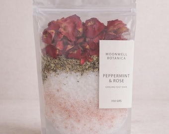 Baño de pies con menta y rosa / Sal de Epsom, regalo de spa botánico