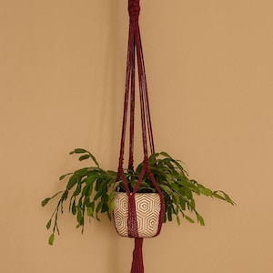 Handmade Macrame Plant Hanger: Boho Style Cotton Fiber Art Decor