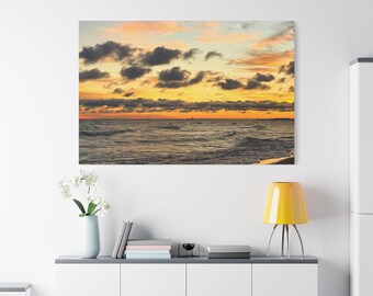 Ozean Sonnenuntergang Leinwand | Küsten Fotografie Wandkunst