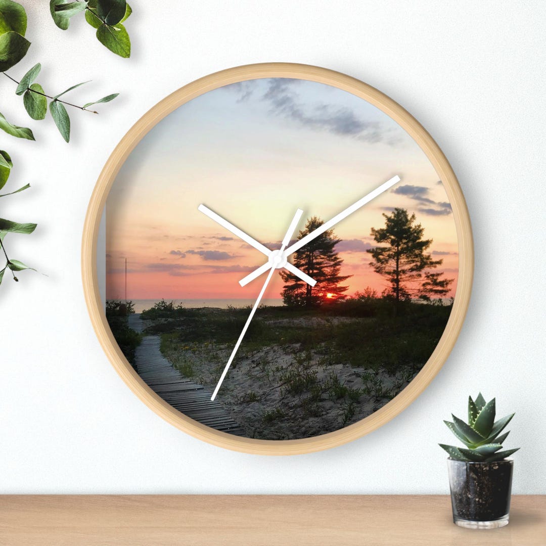 Coastal Sunset Beach Path Wall Clock | Silent, Wood Frame - Etsy