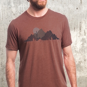 Men’s Camp Topo Mountain T-Shirt – Hiking and Camping Graphic Tee, Outdoor Nature Shirt for Men, Topographic Adventure Gift