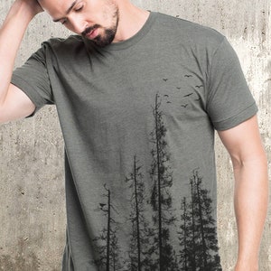 Men’s Pine Tree Forest T-shirt - Screen Printed Nature Themed Graphic Tee