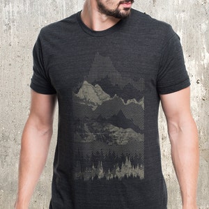 Mountain T Shirt Men - Geometric Mountain Range - Screen Print TShirt Gifts for Men - Mountain Tee - Geometric T Shirt