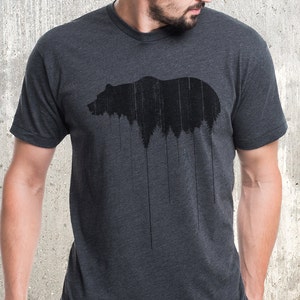 Graphic Tees for Men - Bear Above Tree Line - Black T-Shirt for Nature Lovers - Nature T-Shirt for Men - Hunting and Camping Gifts
