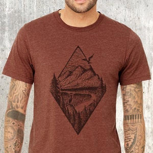 Mountain Shirt Men - River Mountain Forest - Mens TShirt - Forest T Shirt Mens/Unisex - Gift for Him or Her