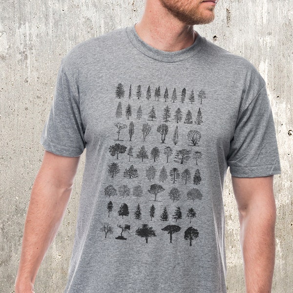 Mens Nature TShirt - Diagram of Trees - Tree Graphic Tees - Tree TShirt  - Arborist Shirt - Gardening T Shirt Mens/Unisex