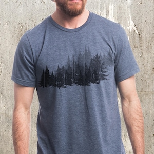 Mens T Shirt - Tree T Shirt Men - Black Lantern Studio Mens Gifts - Forest Illustration - Forest T Shirt