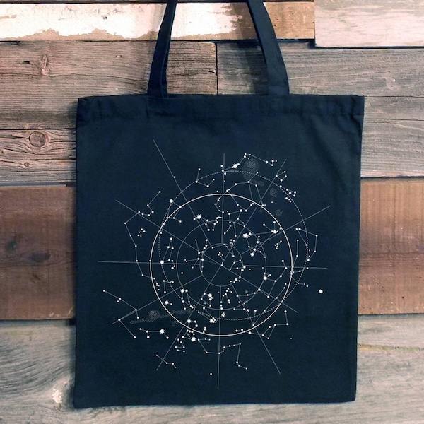 Space Tote Bag - Celestial Map of the Night Sky - Galaxy Tote Bag Constellation - Astronomy Gifts - Cute Canvas Tote Bag