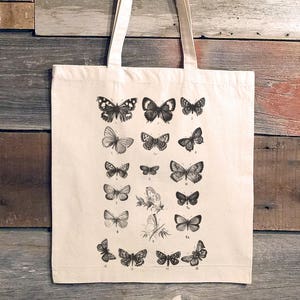 Butterfly Tote Bag Butterfly Chart Canvas Tote Bags for Women Bridesmaid Gifts Butterfly Gift Bridesmaid Tote Bag image 1