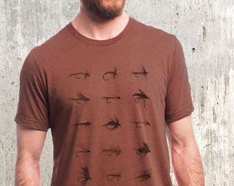 Fly Fishing Flies Shirt - Mens Fish Shirt - Men's Fishing T Shirt - Christmas Fishing Dad Gift - Fly Fishing Gifts